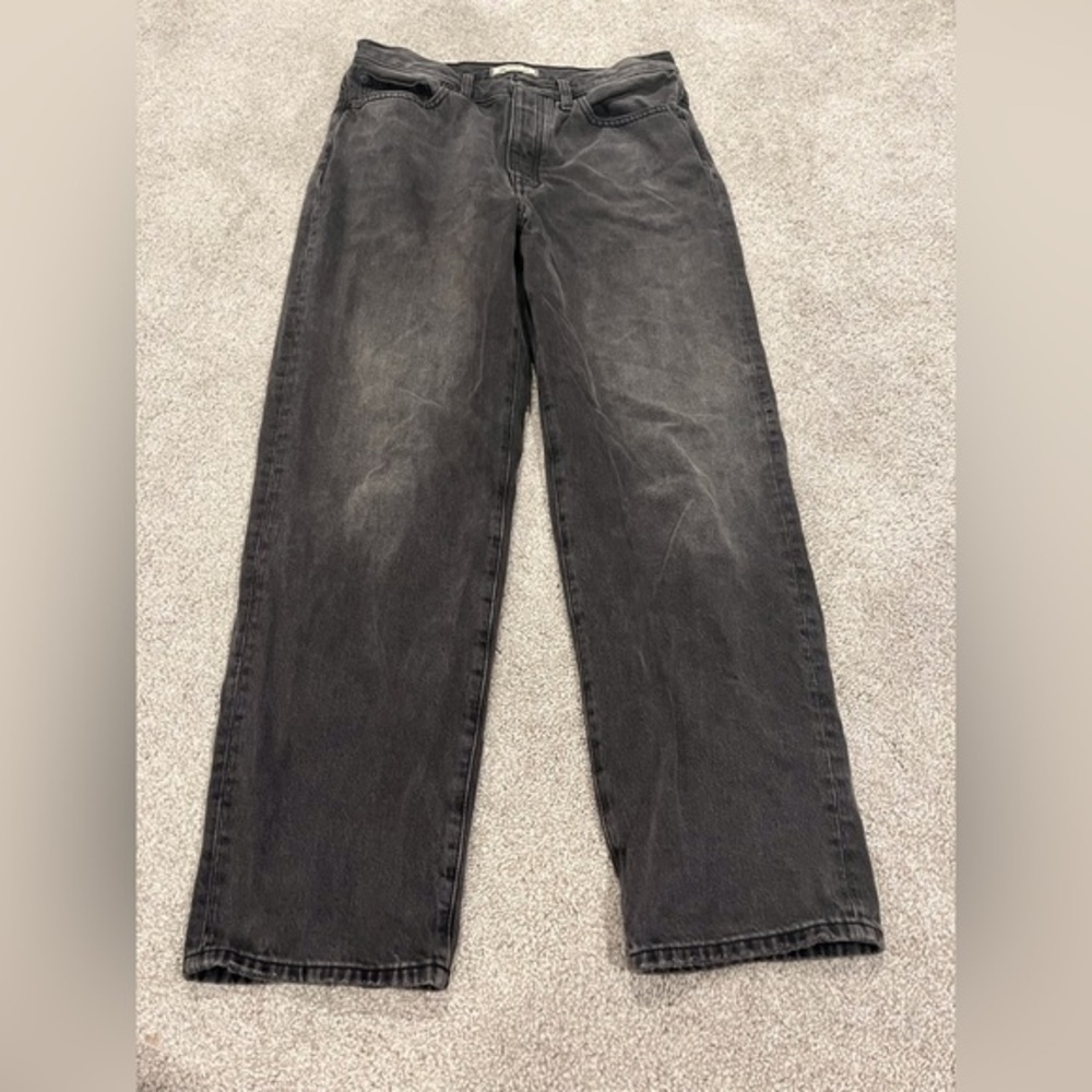 Madewell black dad jean high rise button fly denim size 27